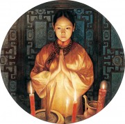中国油画_姜国芳 烛光 油画 70×70