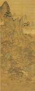 中国历代名画-元代_元 胡廷晖 春山泛舟图轴 绢布 55.5x143 （缩）