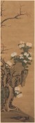 中国历代名画-明代_明 陆逵 设色菊花立轴 绢本48-168cm 