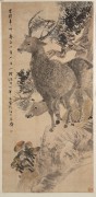 中国历代名画-清代_清 佚名 双鹿图轴 （缩）